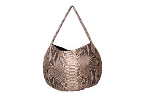 Natural python scale patterns create a truly one of a kind handbag.