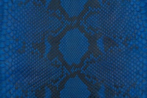 Here is a front-cut diamond python skin. The patterns in this skin tend to be more regular than those of a Burmese python, and these skins taper more severely from center to end.